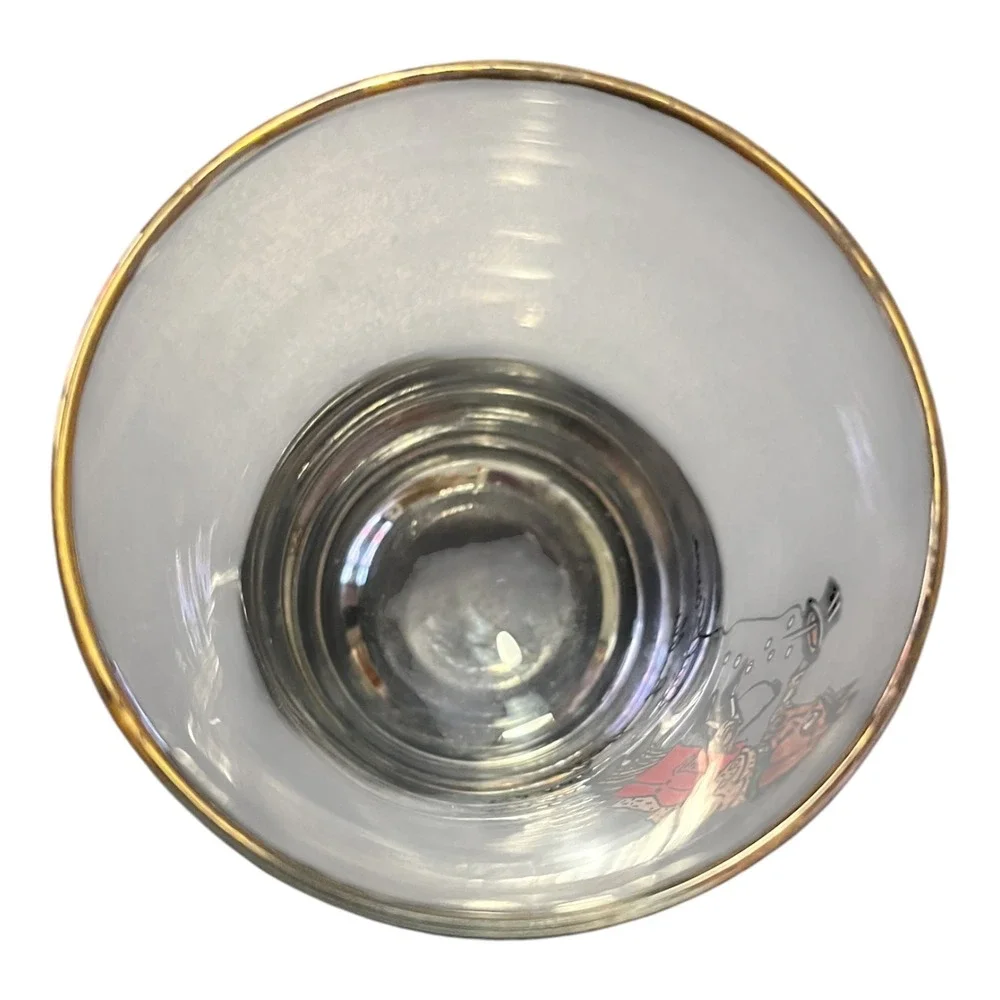 Vtg Ned King Carwin Moth Balls Horse Glass Gilt Gold Rim Barware Novelty Tumbler